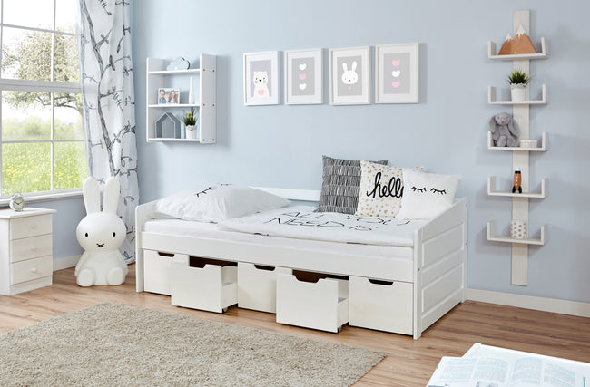 Funktionsbett Sofabett "Micki" 90x200 Kiefer massiv weiß
