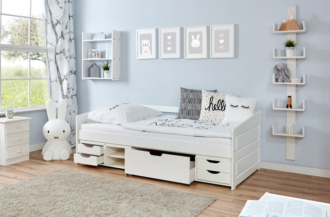 Funktionsbett Sofabett "Micki" 90x200 Kiefer massiv weiß