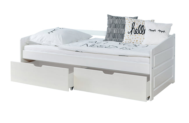 Funktionsbett Sofabett "Micki" 90x200 Kiefer massiv weiß