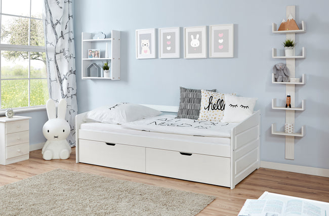 Funktionsbett Sofabett "Micki" 90x200 Kiefer massiv weiß