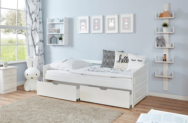 Funktionsbett Sofabett "Micki" 90x200 Kiefer massiv weiß