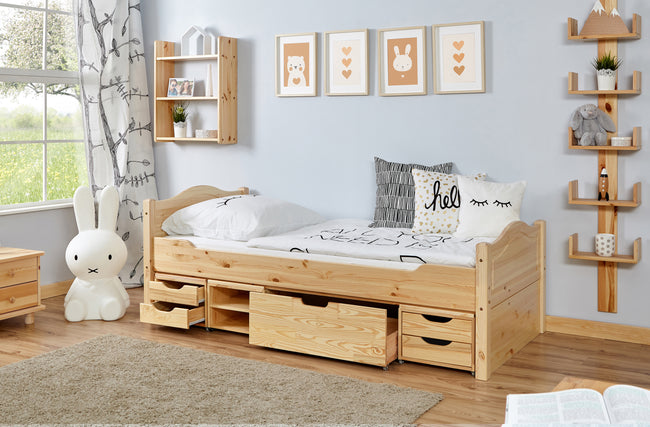 Funktionsbett Einzelbett "Leni" 100x200 Kiefer massiv