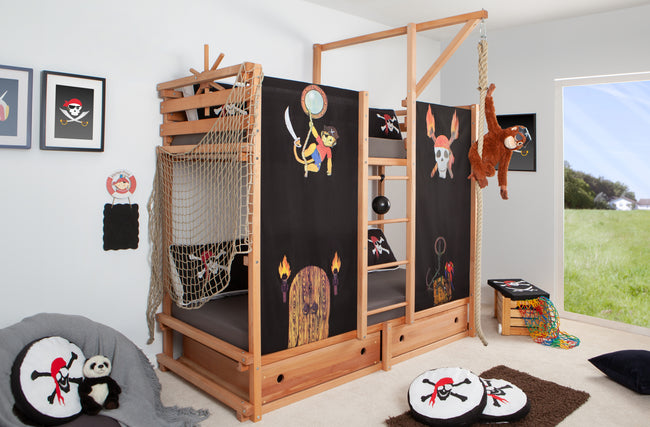 Abenteuer- und Piratenbett 90x200 Buche massiv