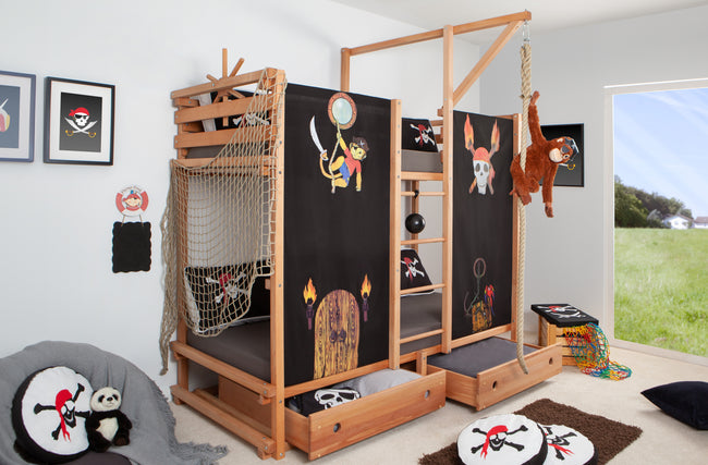 Abenteuer- und Piratenbett 90x200 Buche massiv