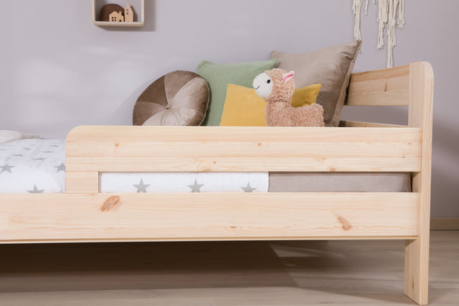 Einzelbett mit Rausfallschutz "Bennet" 100x200 Kiefer massiv