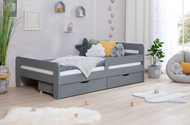 Einzelbett mit Rausfallschutz "Bennet" 120x200 Kiefer massiv