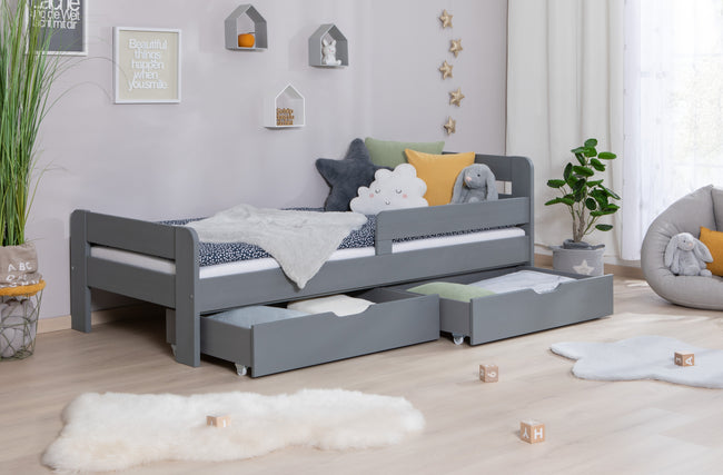 Einzelbett mit Rausfallschutz "Bennet" 100x200 Kiefer massiv