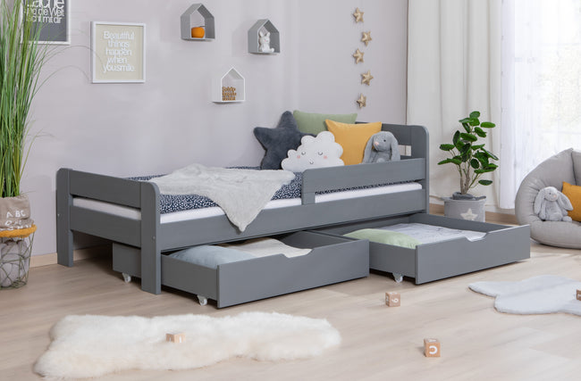 Einzelbett mit Rausfallschutz "Bennet" 100x200 Kiefer massiv