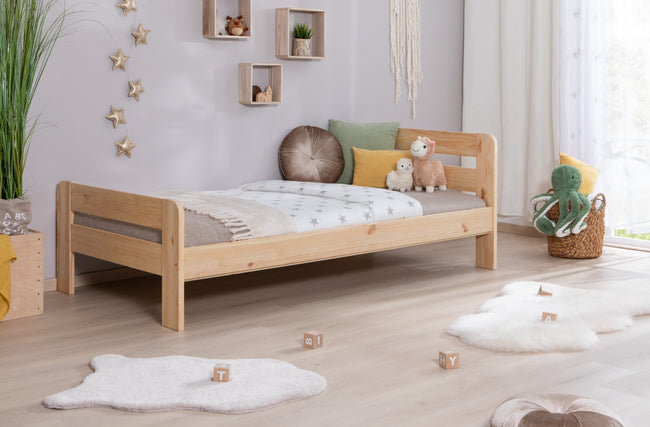 Einzelbett mit Rausfallschutz "Bennet" 100x200 Kiefer massiv