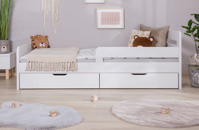 Einzelbett mit Rausfallschutz "Bennet" 100x200 Kiefer massiv