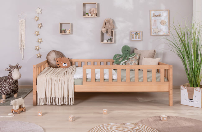 2-in-1 Hausbett Bodenbett "Duo" 120x200 Buche massiv