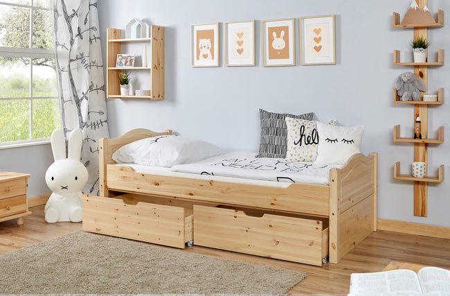 Funktionsbett Einzelbett "Leni" 100x200 Kiefer massiv