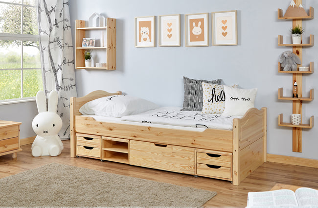 Funktionsbett Einzelbett "Leni" 100x200 Kiefer massiv