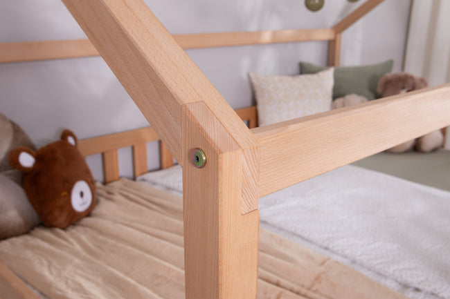 2-in-1 Hausbett Bodenbett "Duo" 120x200 Buche massiv