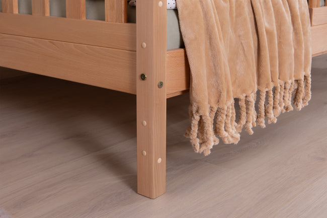 2-in-1 Hausbett Bodenbett "Duo" 120x200 Buche massiv