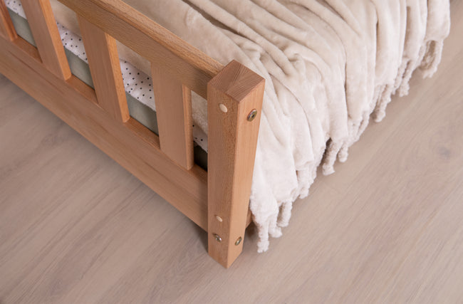 2-in-1 Hausbett Bodenbett "Duo" 120x200 Buche massiv