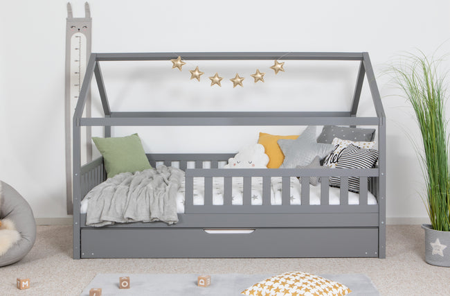 Kinderbett Hausbett "Kay" 90x200 Kiefer Massiv