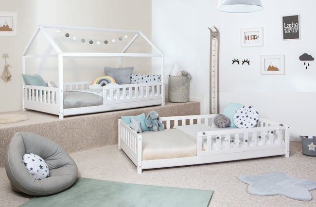 2-in-1 Hausbett Bodenbett "Duo" 90x200 Kiefer Massiv