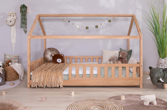 2-in-1 Hausbett Bodenbett "Duo" 120x200 Buche massiv