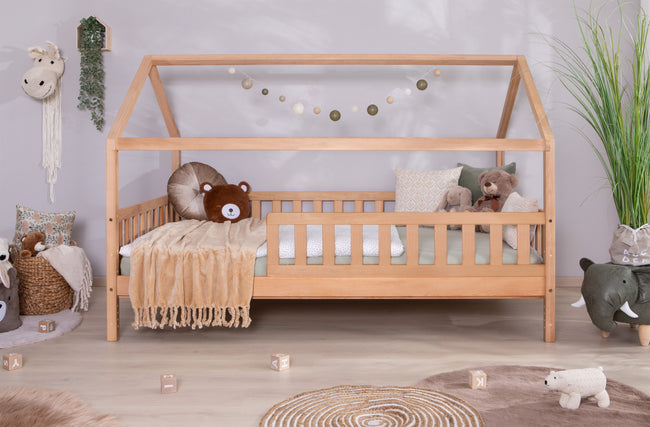 2-in-1 Hausbett Bodenbett "Duo" 120x200 Buche massiv