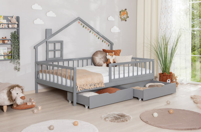 Hausbett Bodenbettt "Loki" 120x200 Kiefer Massiv