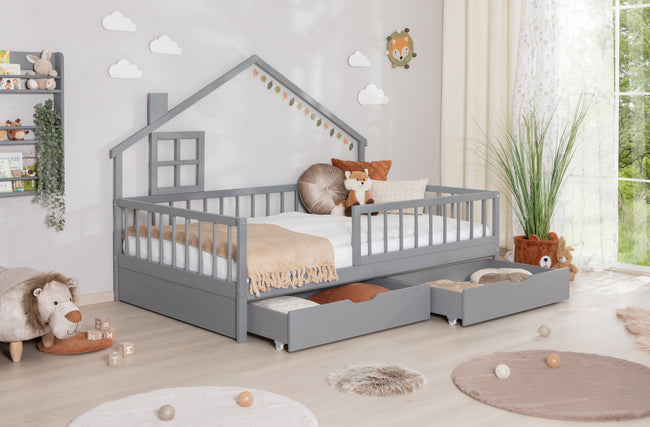 Hausbett Bodenbettt "Loki" 120x200 Kiefer Massiv