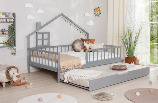 Hausbett Bodenbettt "Loki" 120x200 Kiefer Massiv