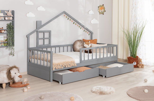 Hausbett Bodenbett "Loki" 90x200 Kiefer Massiv