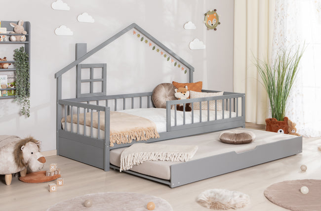 Hausbett Bodenbett "Loki" 90x200 Kiefer Massiv