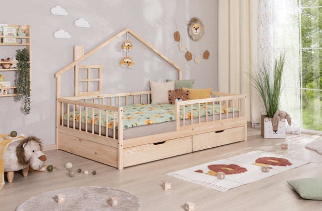 Hausbett Bodenbettt "Loki" 120x200 Kiefer Massiv