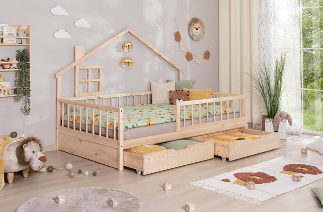 Hausbett Bodenbettt "Loki" 120x200 Kiefer Massiv