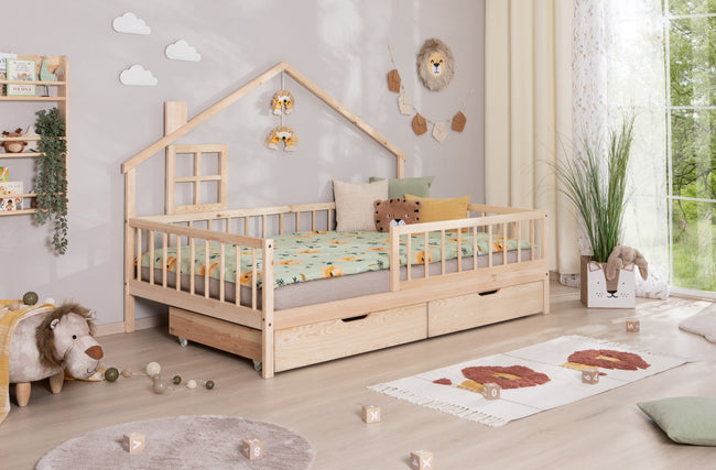 Hausbett Bodenbettt "Loki" 120x200 Kiefer Massiv