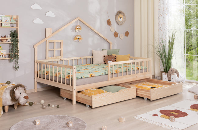 Hausbett Bodenbettt "Loki" 120x200 Kiefer Massiv