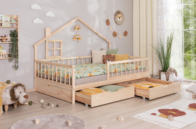 Hausbett Bodenbettt "Loki" 120x200 Kiefer Massiv