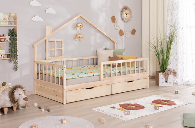 Hausbett Bodenbett "Loki" 90x200 Kiefer Massiv