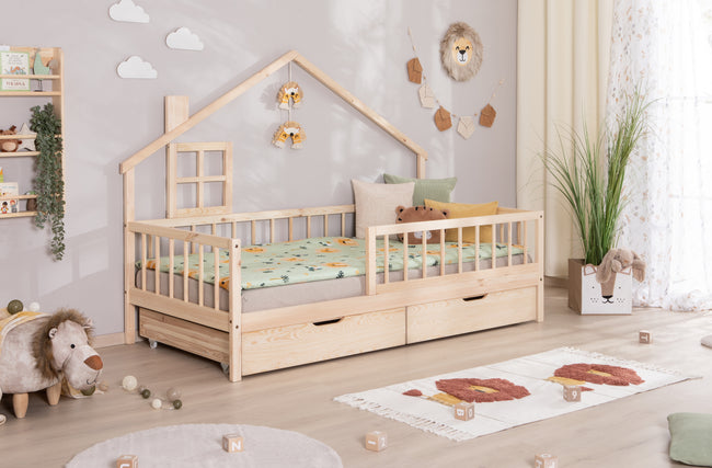 Hausbett Bodenbett "Loki" 90x200 Kiefer Massiv