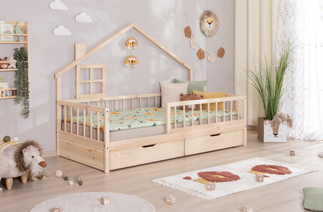 Hausbett Bodenbett "Loki" 90x200 Kiefer Massiv