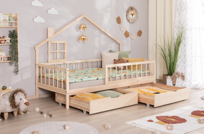 Hausbett Bodenbett "Loki" 90x200 Kiefer Massiv