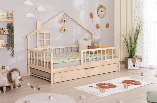 Hausbett Bodenbett "Loki" 90x200 Kiefer Massiv