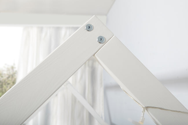 Kinderbett Hausbett "Lina" 90x200 cm Kiefer weiß inkl. 2er Schubkasten nach Wahl