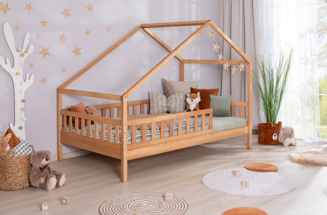 Kinderbett Hausbett "Lou" 90x200 Buche Massiv