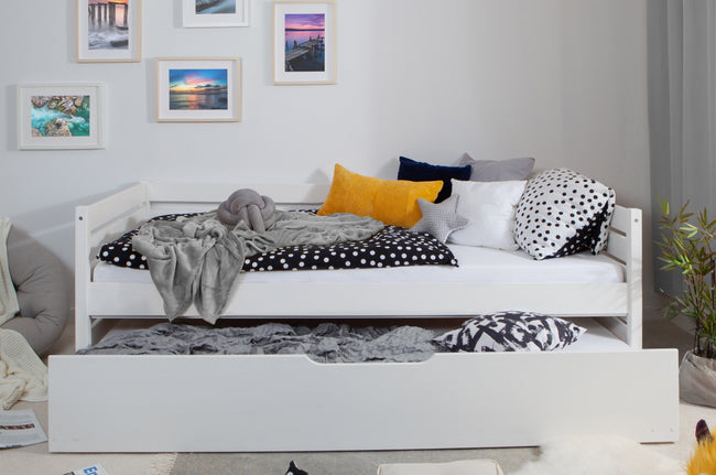 Funktionsbett "Naomi" 120x200 Kiefer massiv inkl. Schubkästen nach Wahl
