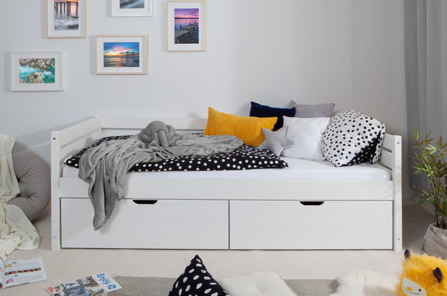 Funktionsbett "Naomi" 120x200 Kiefer massiv inkl. Schubkästen nach Wahl