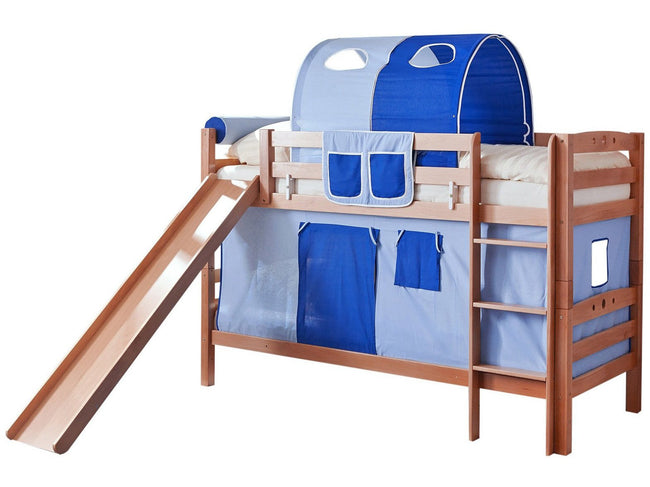Etagenbett mit Rutsche "Lupo" 90x200 Buche massiv Natur - TiCAA Kindermöbel