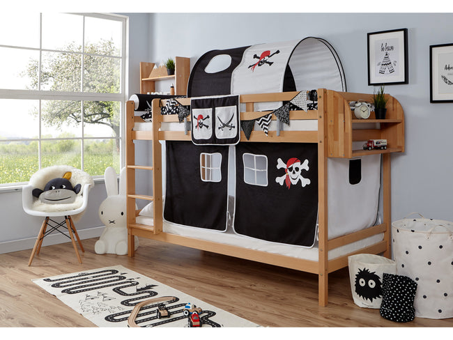 Etagenbett "Rene" 90x200 Buche massiv Natur - TiCAA Kindermöbel