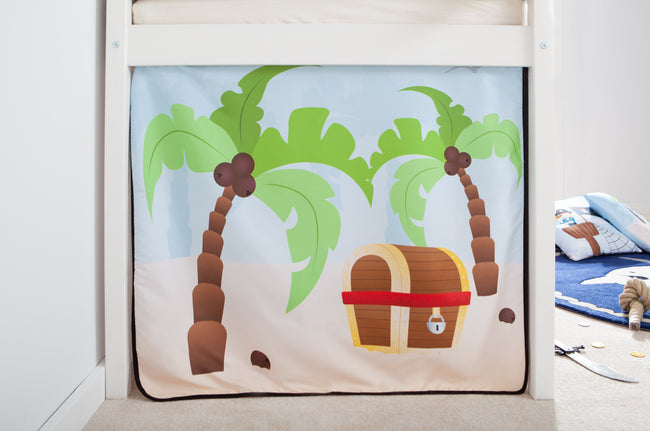 Hochbett "Pirat Luan" 90x200 inkl. Zubehör Kiefer massiv weiß