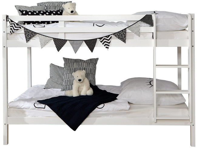 Etagenbett "Rene" 90x200 Buche massiv Weiß - TiCAA Kindermöbel