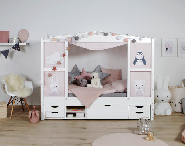 Hausbett "Lio" 90x200 Kiefer massiv weiß