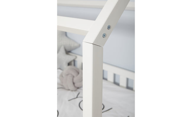 Kinderbett Hausbett "Traumhaus" 90x200 Kiefer massiv weiß