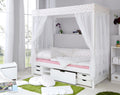Himmelbett "Niki" 90x200 Kiefer massiv weiß